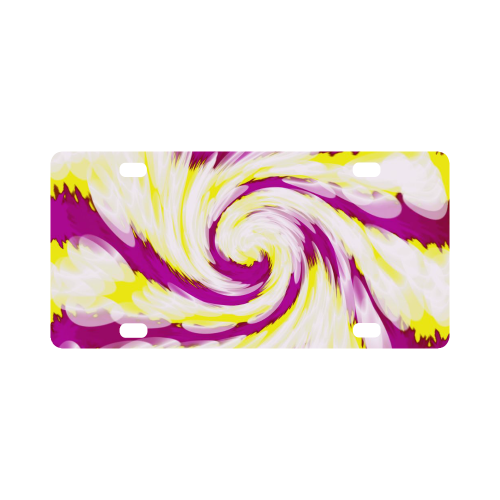 Pink Yellow Tie Dye Swirl Abstract Classic License Plate