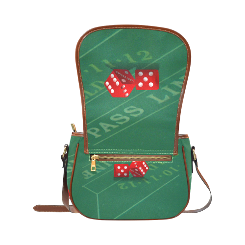 Las Vegas Dice on Craps Table Saddle Bag/Small (Model 1649) Full Customization