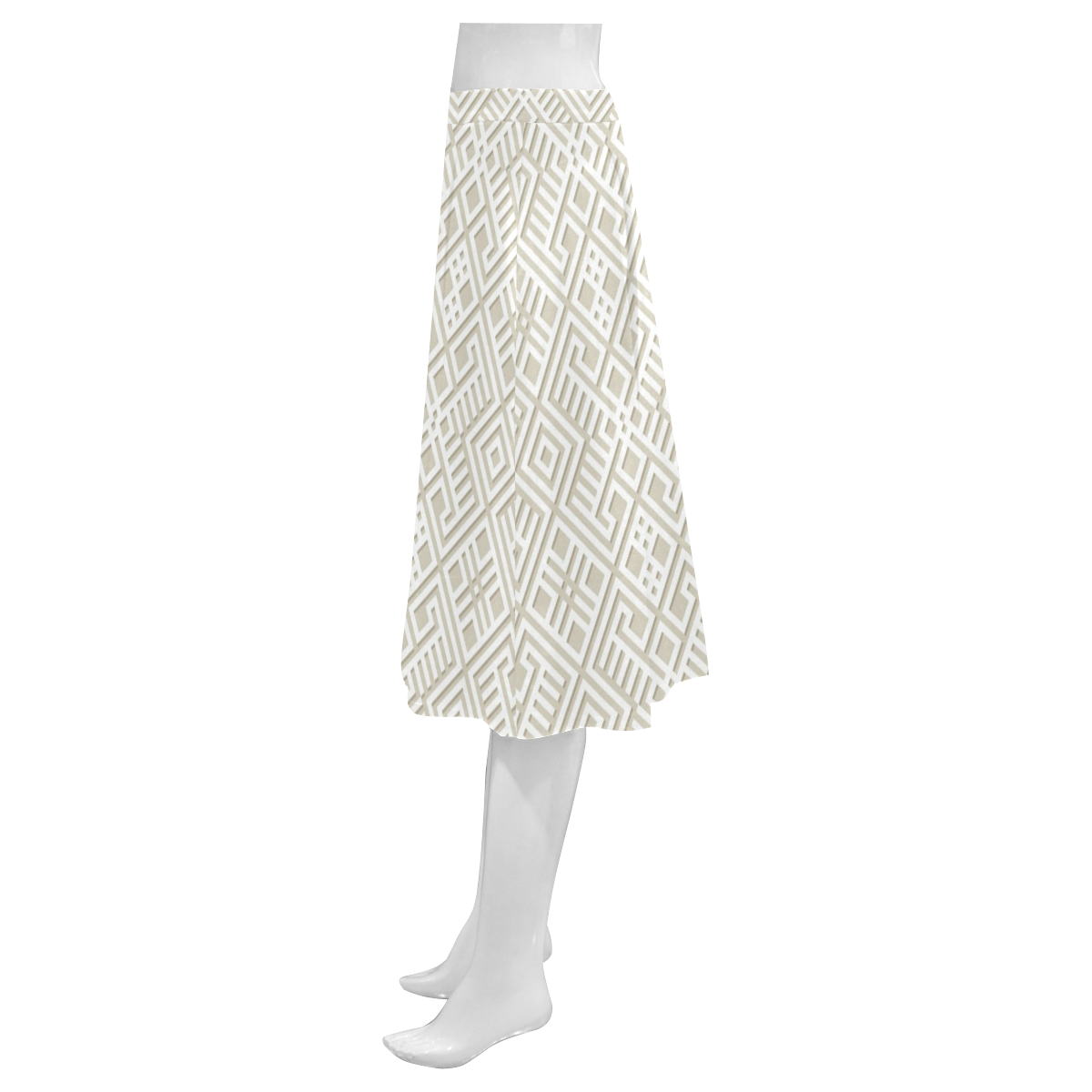 White 3D Geometric Pattern Mnemosyne Women's Crepe Skirt (Model D16)