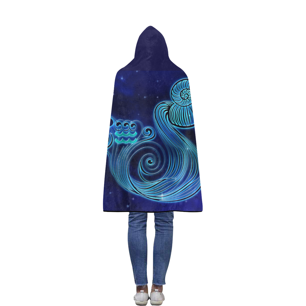 Aquarius design Flannel Hooded Blanket 40''x50''