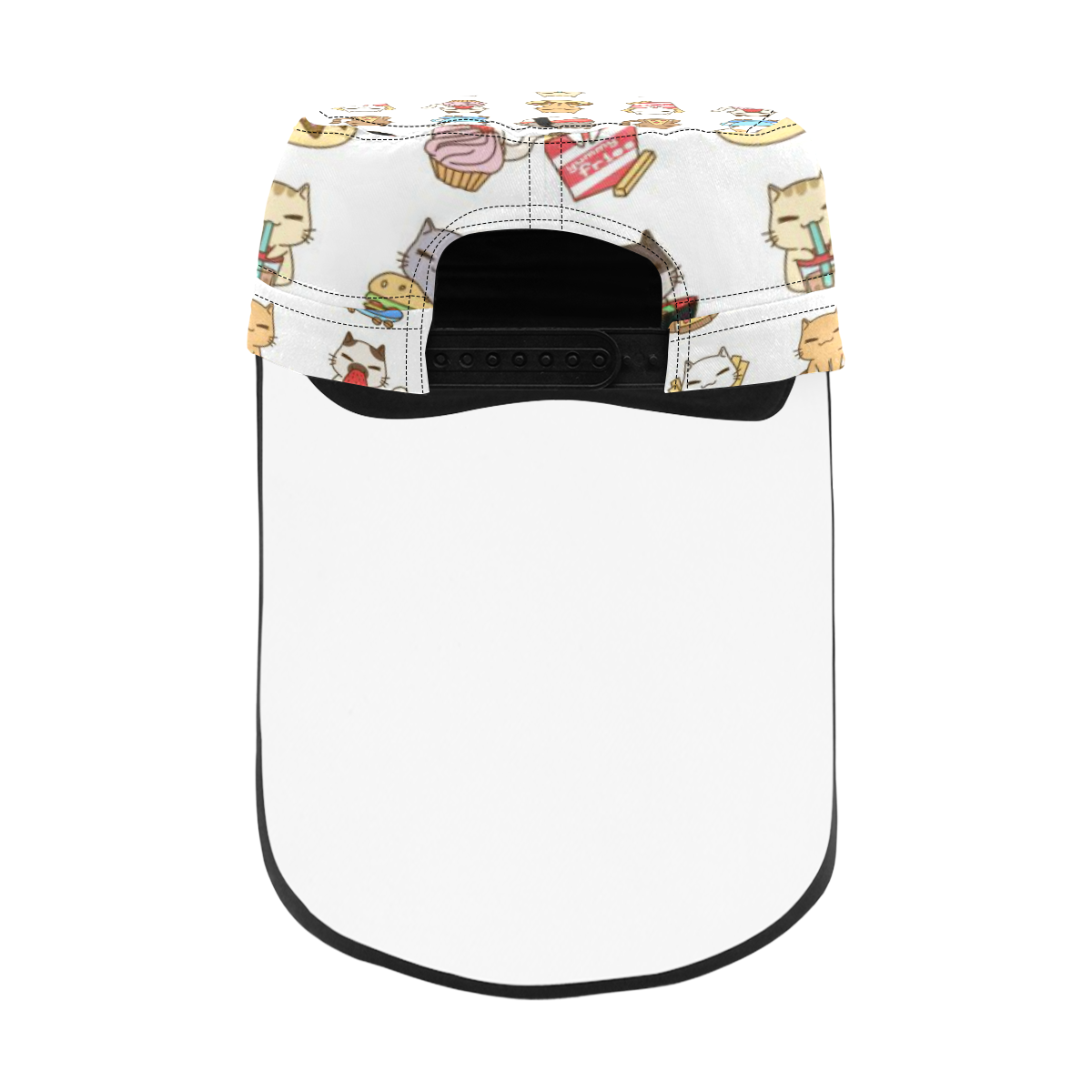 white Military Style Cap (Detachable Face Shield)