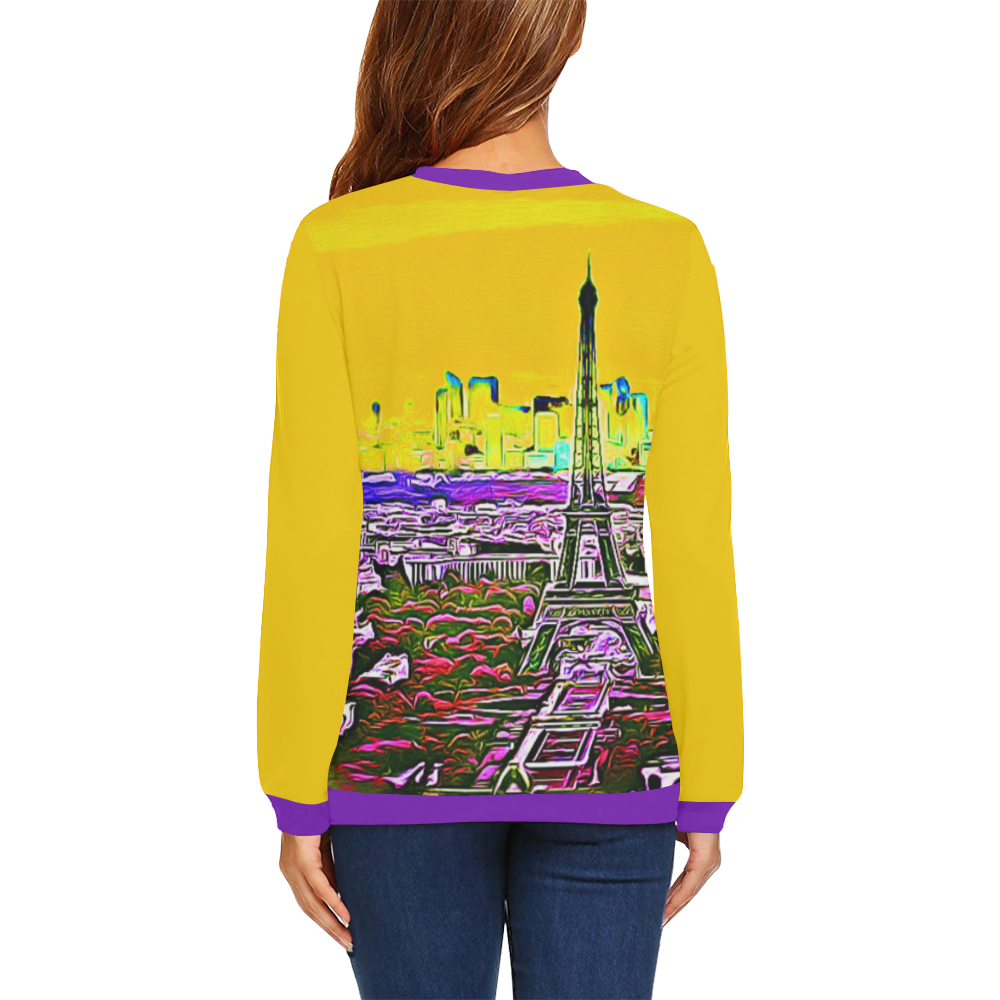 Paris All Over Print Crewneck Sweatshirt for Women (Model H18)