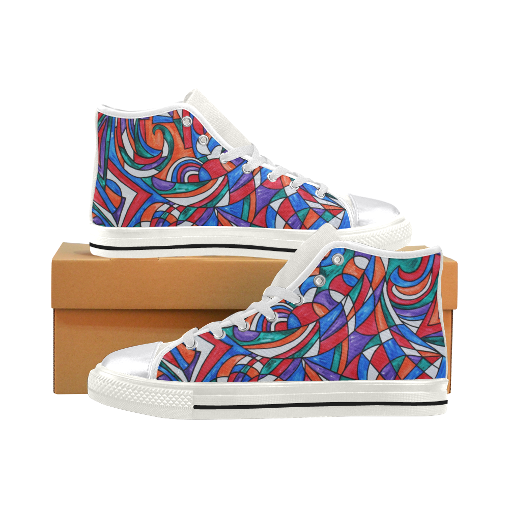 Good Vibes Women's Classic High Top Canvas Shoes (Model 017)