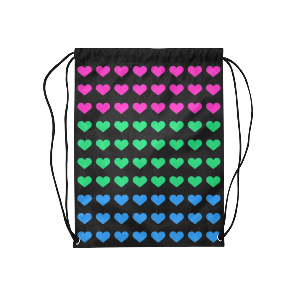 Polysexual Pride Hearts Medium Drawstring Bag Model 1604 (Twin Sides) 13.8"(W) * 18.1"(H)