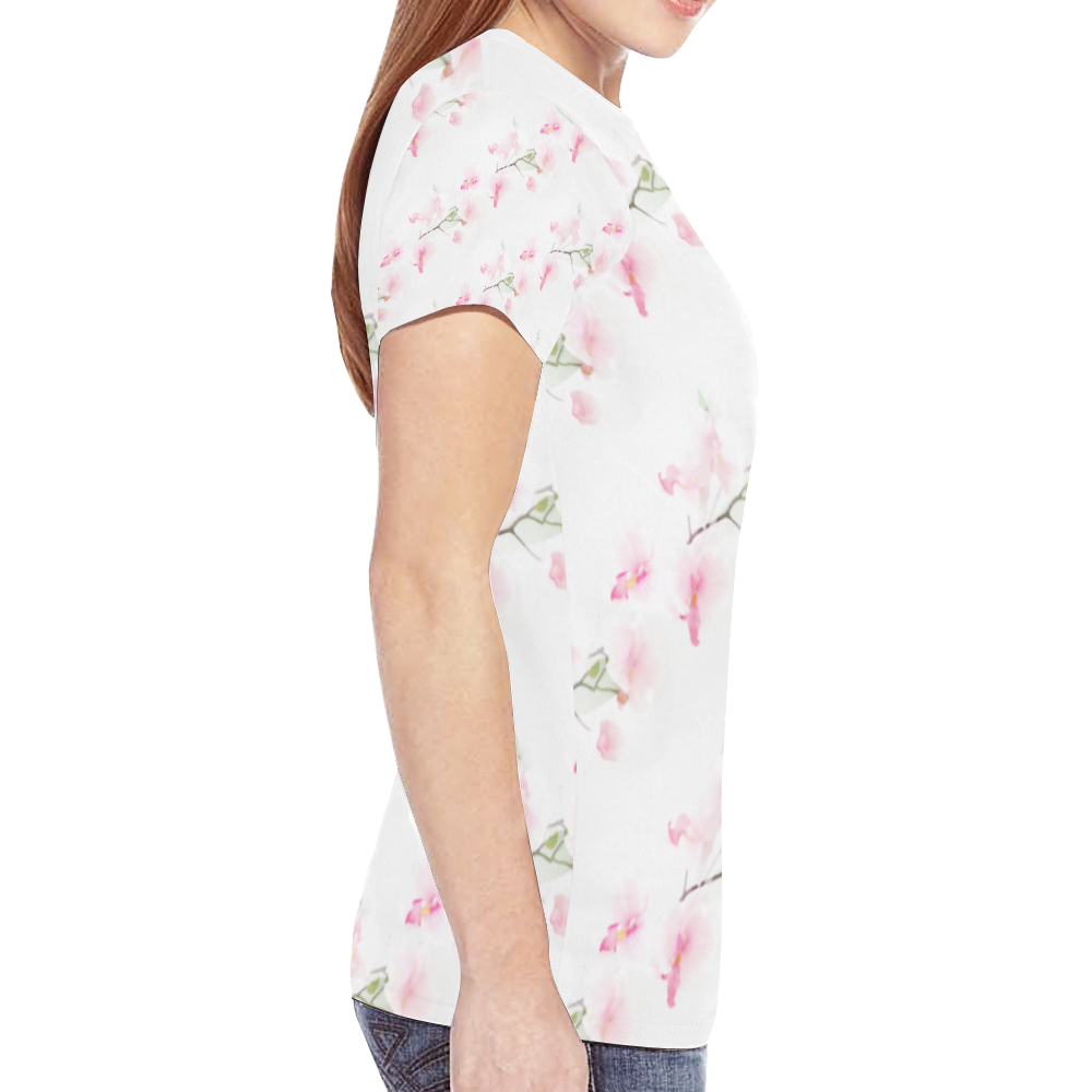 Pattern Orchidées New All Over Print T-shirt for Women (Model T45)