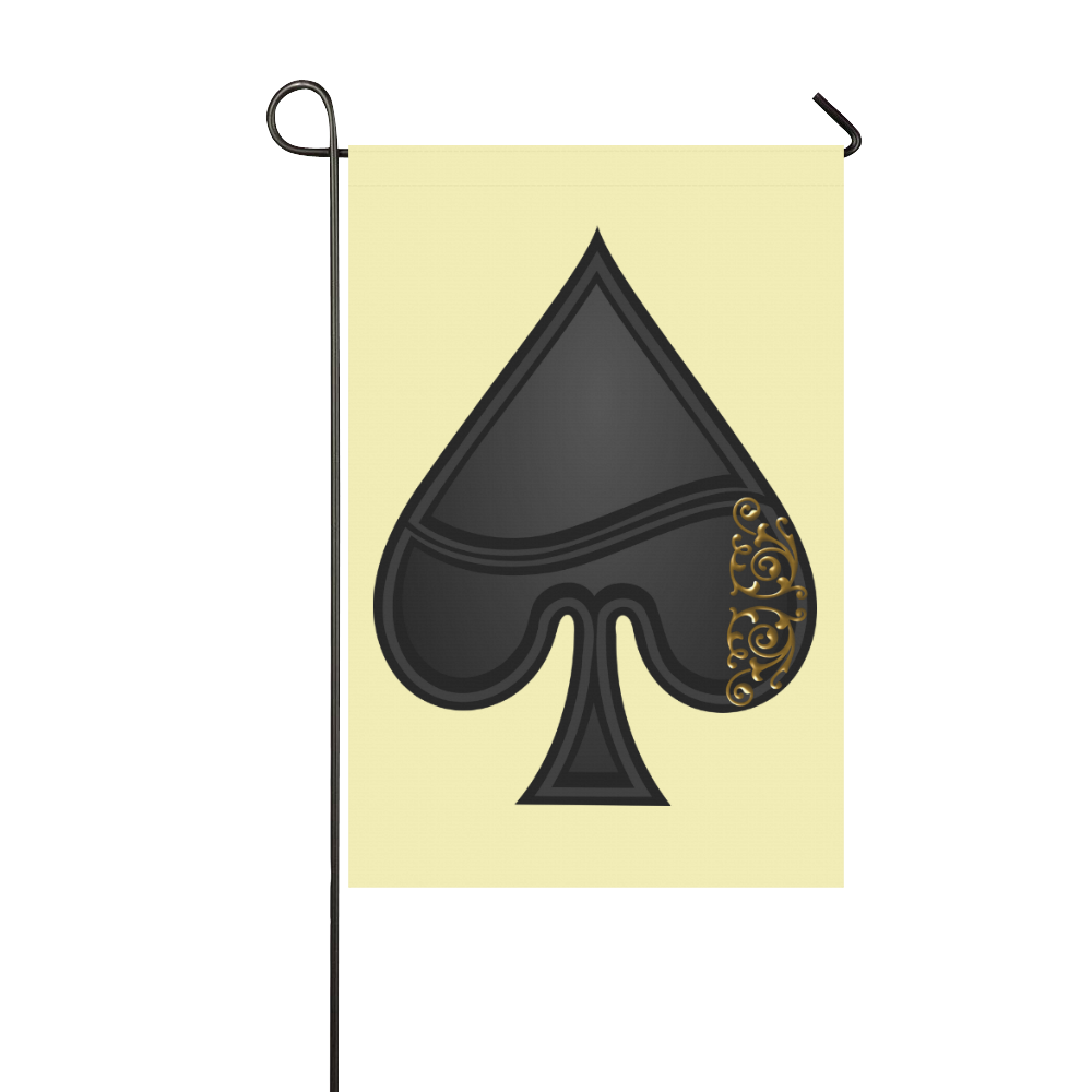 Spade  Symbol Las Vegas Playing Card Shape on Yellow Garden Flag 12‘’x18‘’（Without Flagpole）