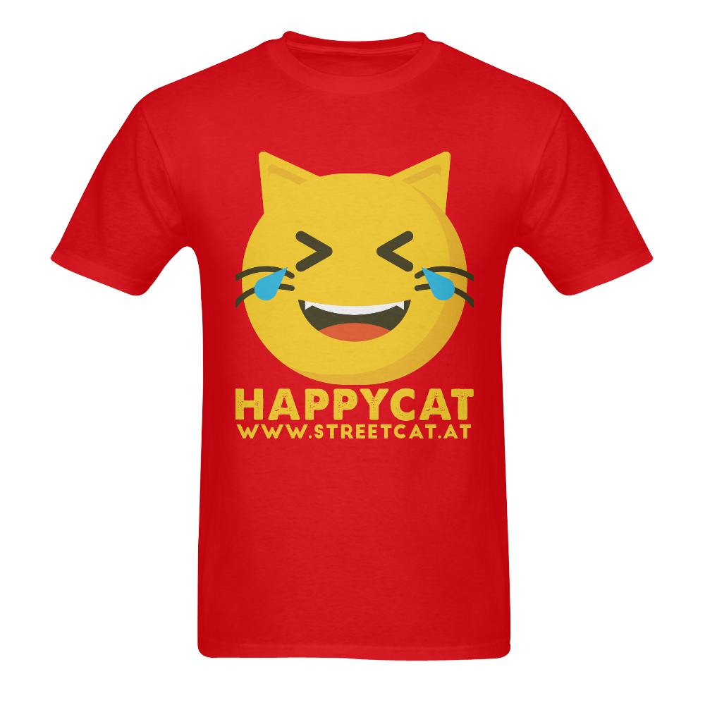 Happycat_men_red Men's T-Shirt in USA Size (Two Sides Printing)