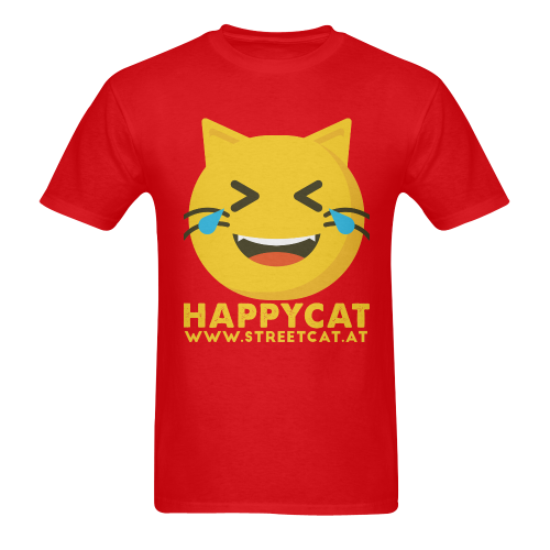 Happycat_men_red Men's T-Shirt in USA Size (Two Sides Printing)
