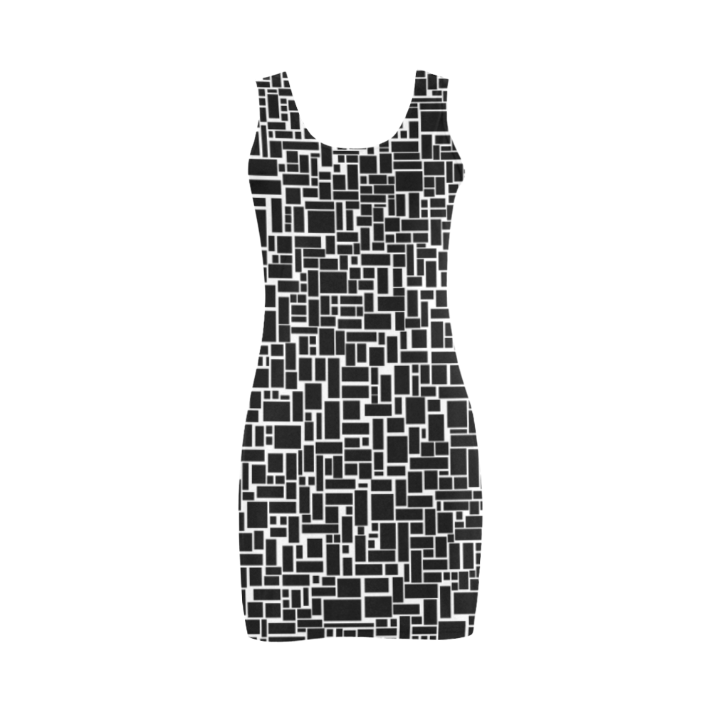 BLACK AND WHITE BOX PATTERN Medea Vest Dress (Model D06)