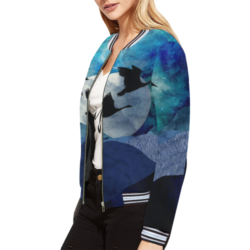 Night In The Mountains All Over Print Bomber Jacket for Women (Model H21)