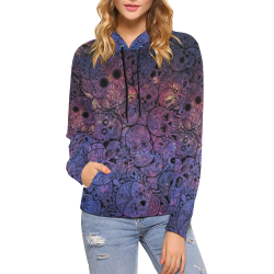 Cosmic Sugar Skulls All Over Print Hoodie for Women (USA Size) (Model H13)