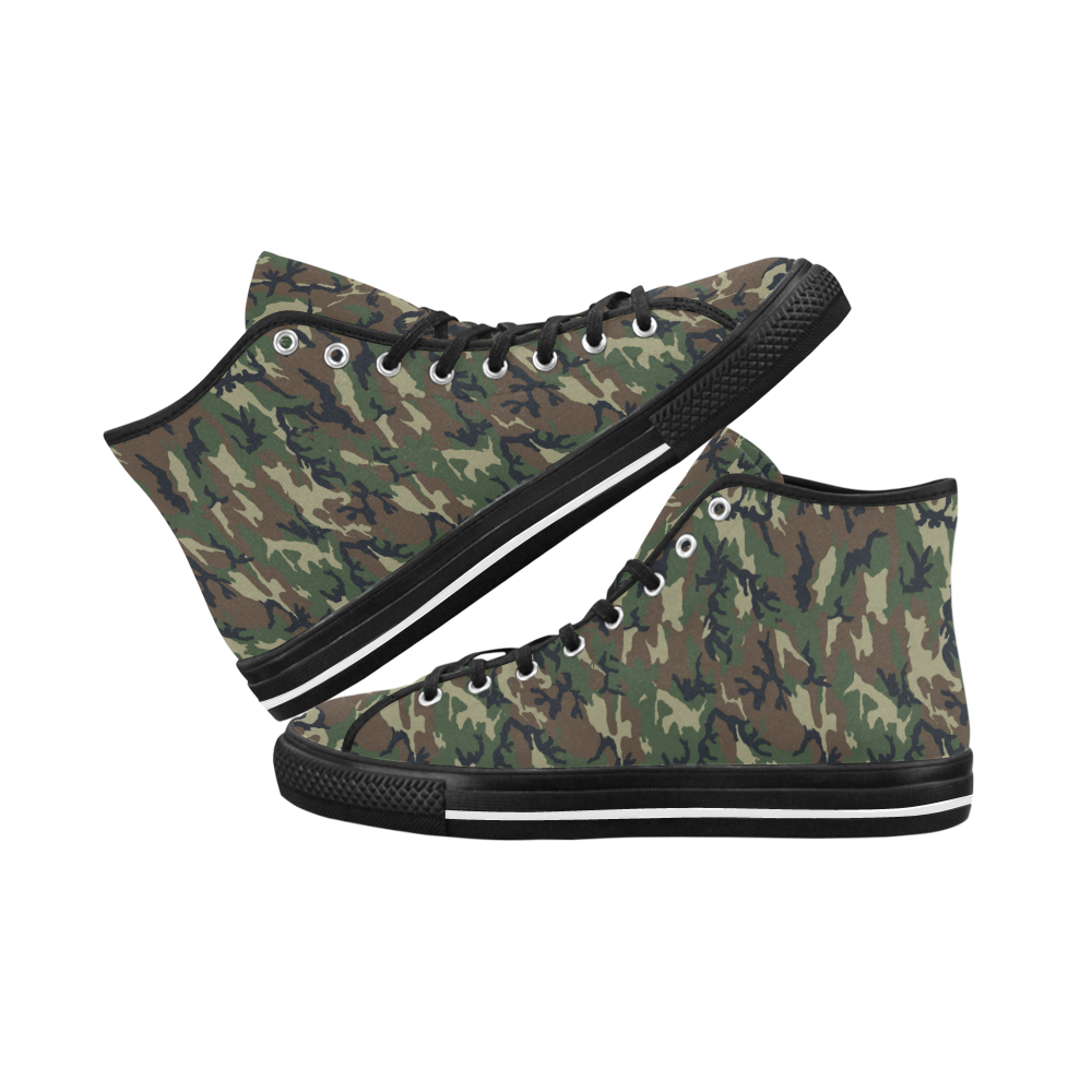 Woodland Forest Green Camouflage Vancouver H Women's Canvas Shoes (1013-1)