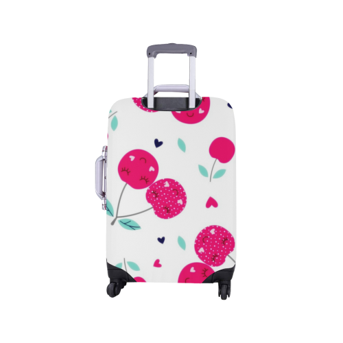Pink Smiley Cherries Luggage Cover Luggage Cover/Small 18"-21"