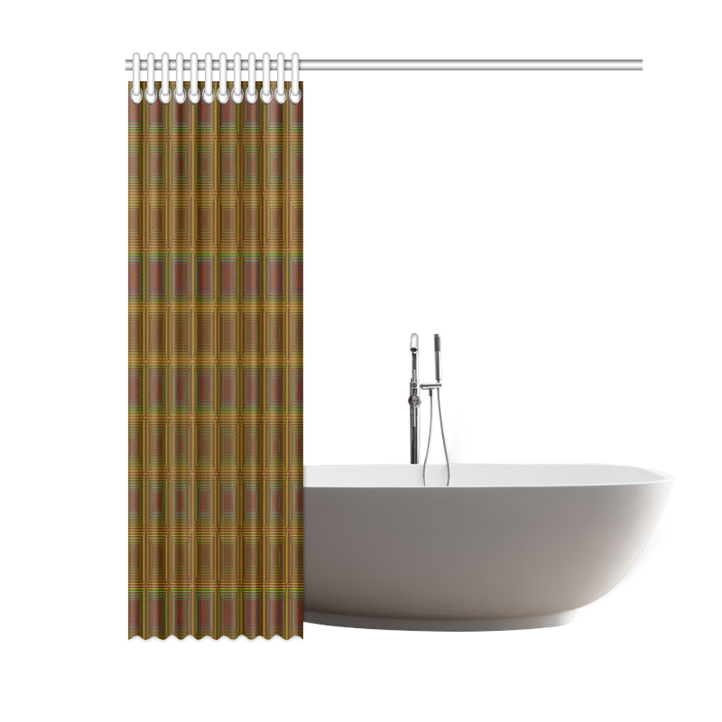 Golden brown multicolored multiple squares Shower Curtain 60"x72"