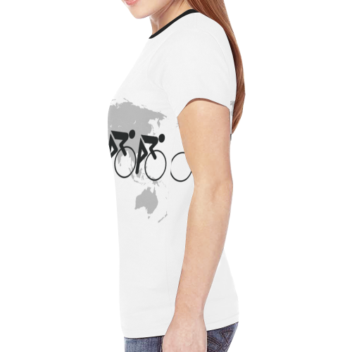 The Bicycle Race 3 Black New All Over Print T-shirt for Women (Model T45)