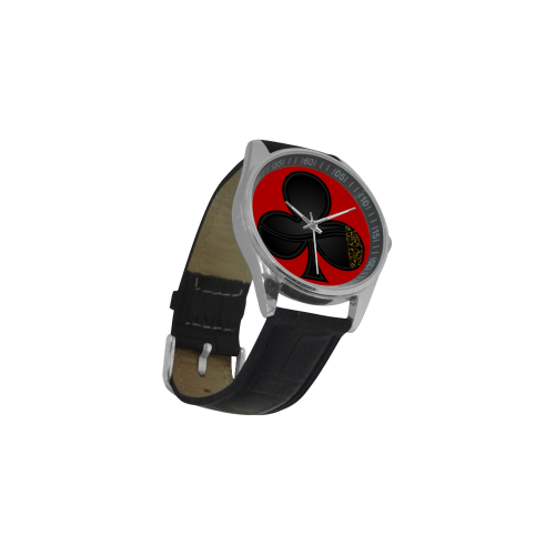 Club Las Vegas Symbol Playing Card Shape (Red) Men's Casual Leather Strap Watch(Model 211)
