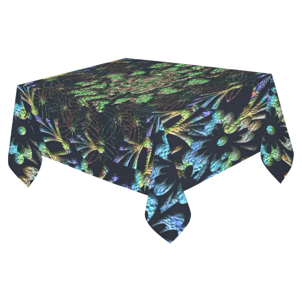 Black Russian Flora Cotton Linen Tablecloth 52"x 70"