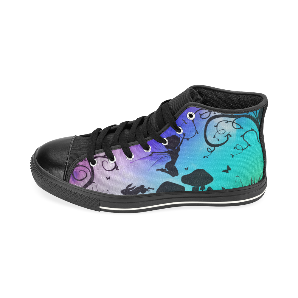 Happy fairy in the night High Top Canvas Shoes for Kid (Model 017)