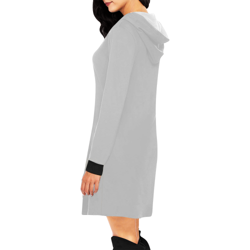 Nope in Grey All Over Print Hoodie Mini Dress (Model H27)