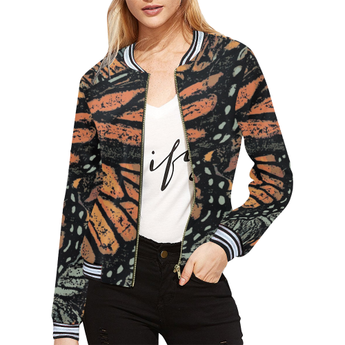 Monarch Collage All Over Print Bomber Jacket for Women (Model H21)