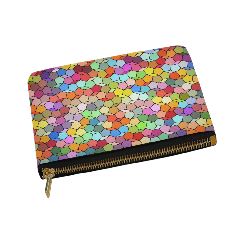 Colorful Polygon Pattern Pouch Carry-All Pouch 8''x 6''