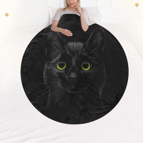 Black Cat Circular Ultra-Soft Micro Fleece Blanket 60"