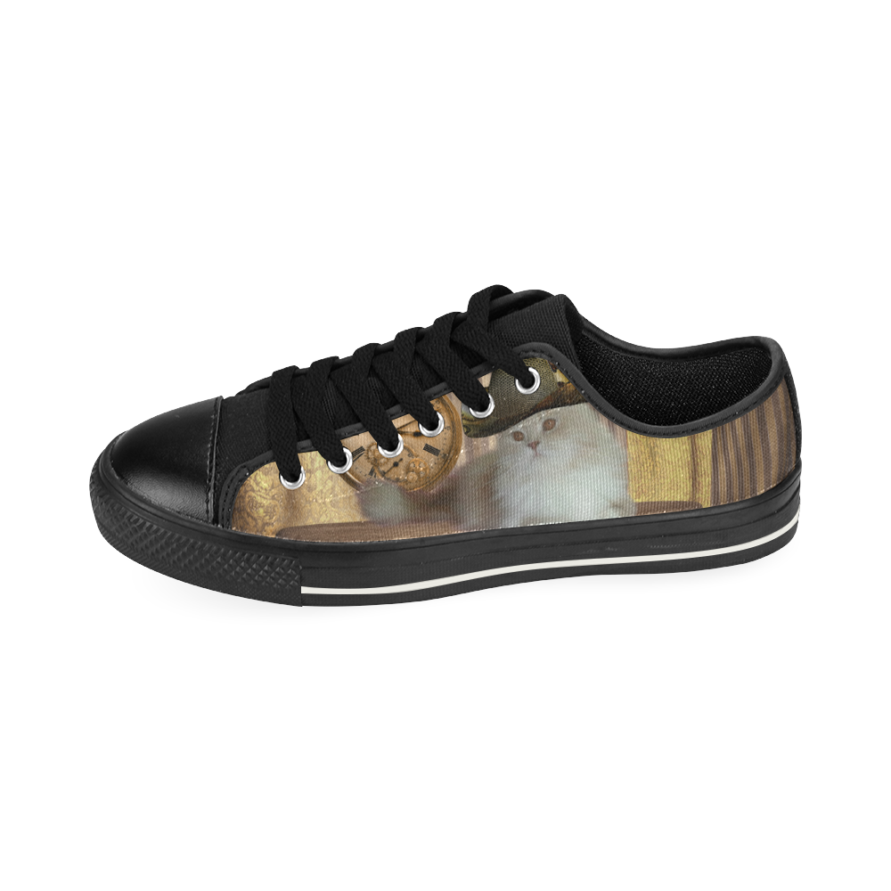 Funny steampunk cat Canvas Women's Shoes/Large Size (Model 018)
