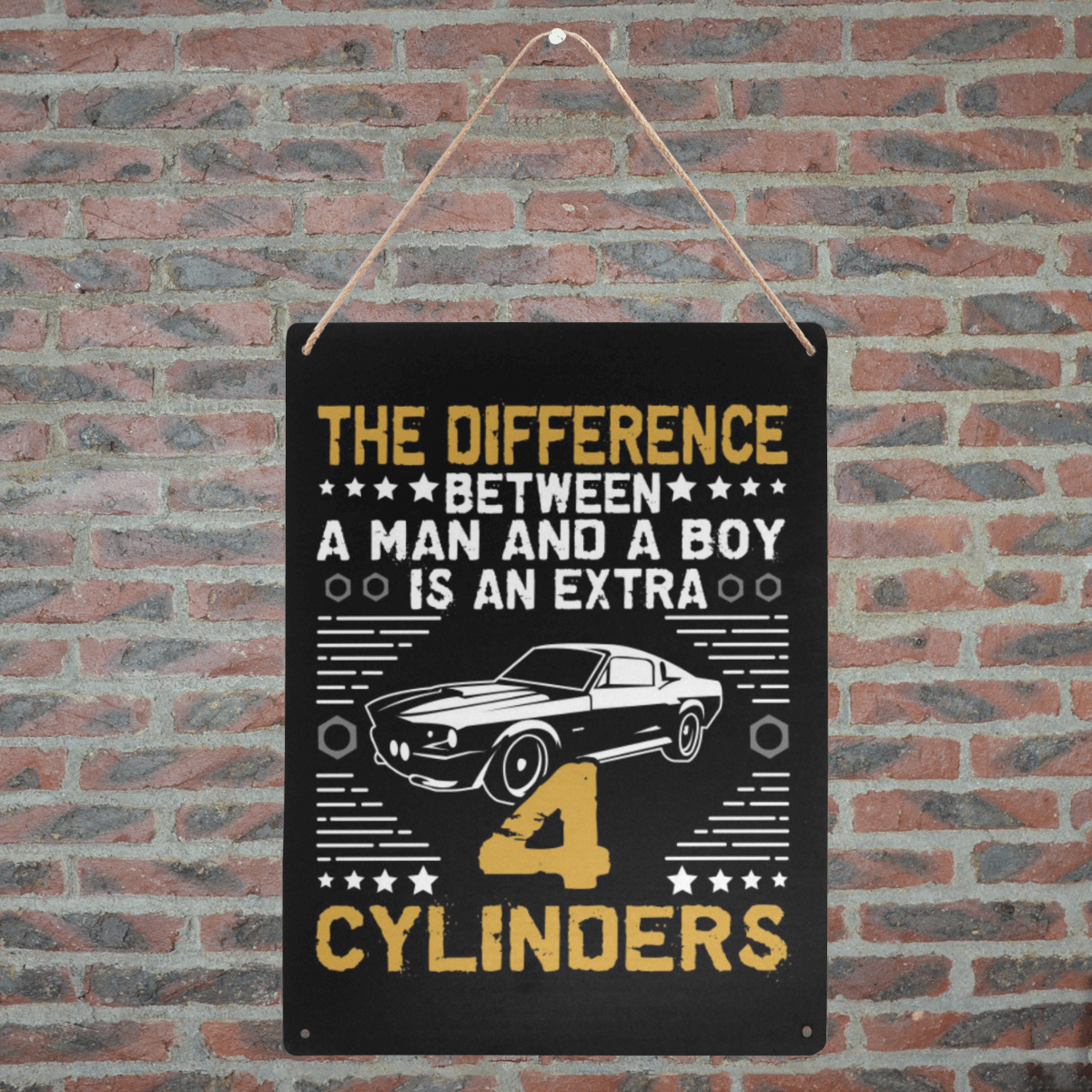 Difference Between A Man And A Boy Is 4 Cylinders Metal Tin Sign 12"x16"