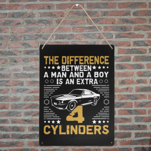 Difference Between A Man And A Boy Is 4 Cylinders Metal Tin Sign 12"x16"