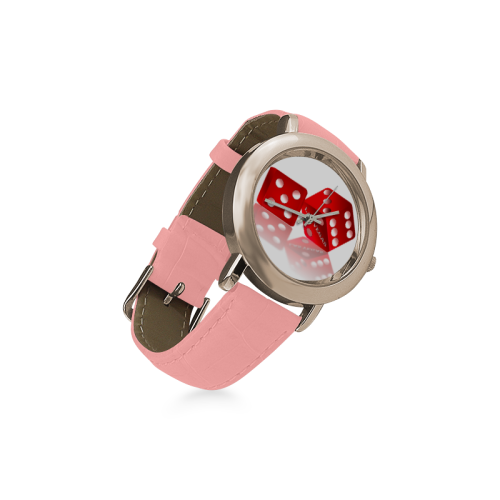 Las Vegas Craps Dice Women's Rose Gold Leather Strap Watch(Model 201)