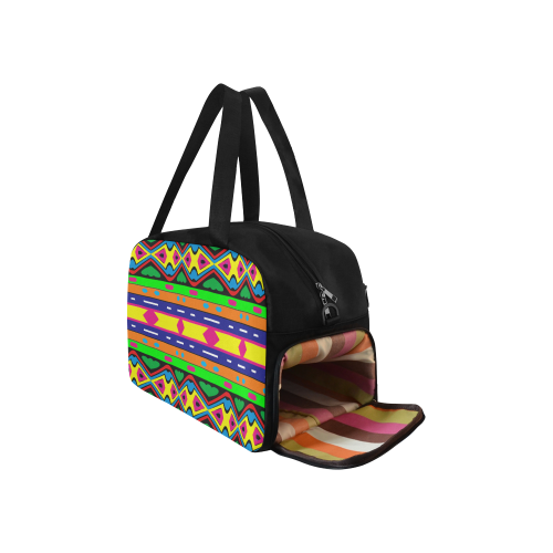 Distorted colorful shapes and stripes Fitness Handbag (Model 1671)