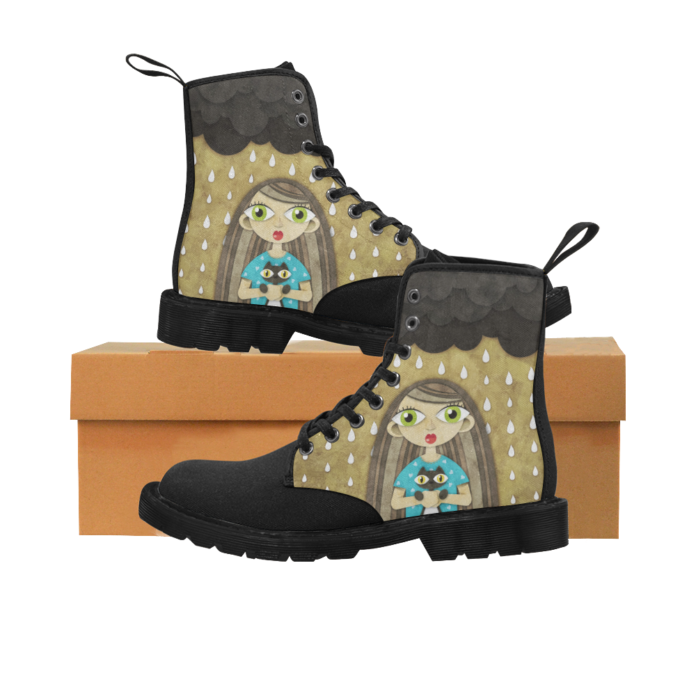 We Love Rain Martin Boots for Women (Black) (Model 1203H)