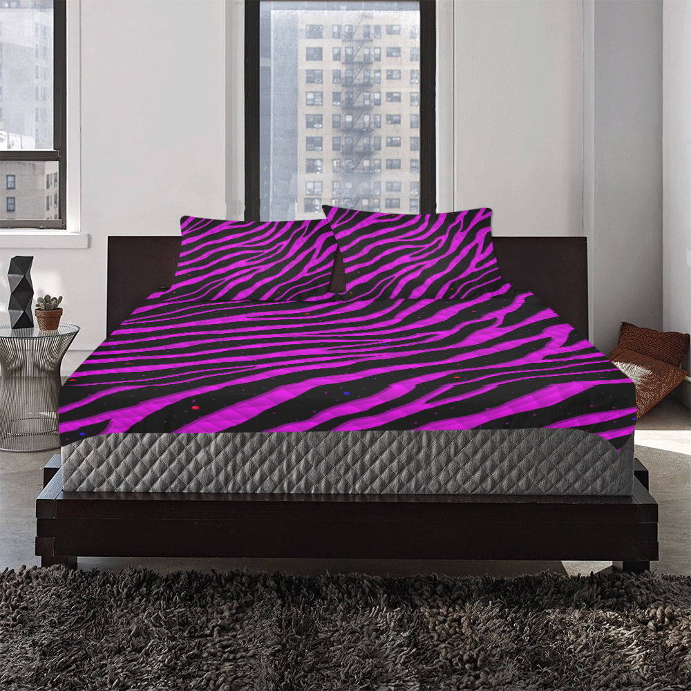 Ripped SpaceTime Stripes - Pink 3-Piece Bedding Set