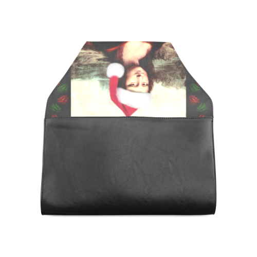 Christmas Mona Lisa with Santa Hat Clutch Bag (Model 1630)
