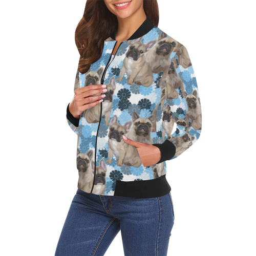 french bulldog bomber jacket All Over Print Bomber Jacket for Women (Model H19)