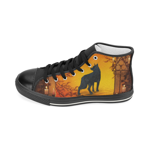 Wonderful black wolf in the night Men’s Classic High Top Canvas Shoes (Model 017)