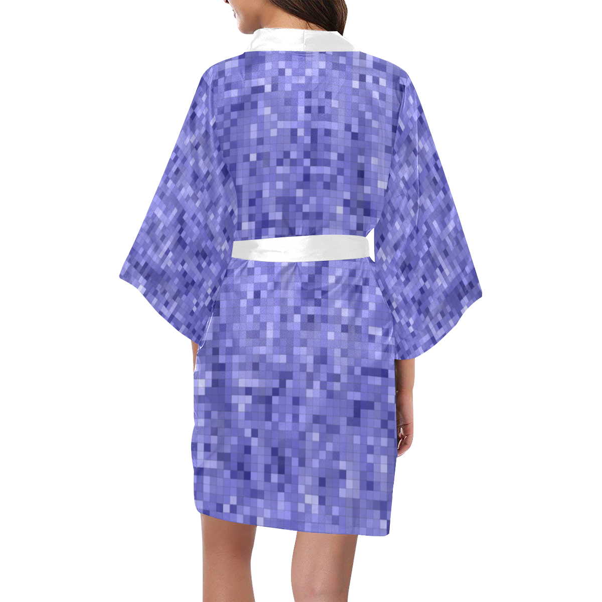 Blue and Purple Tile Pattern Kimono Robe