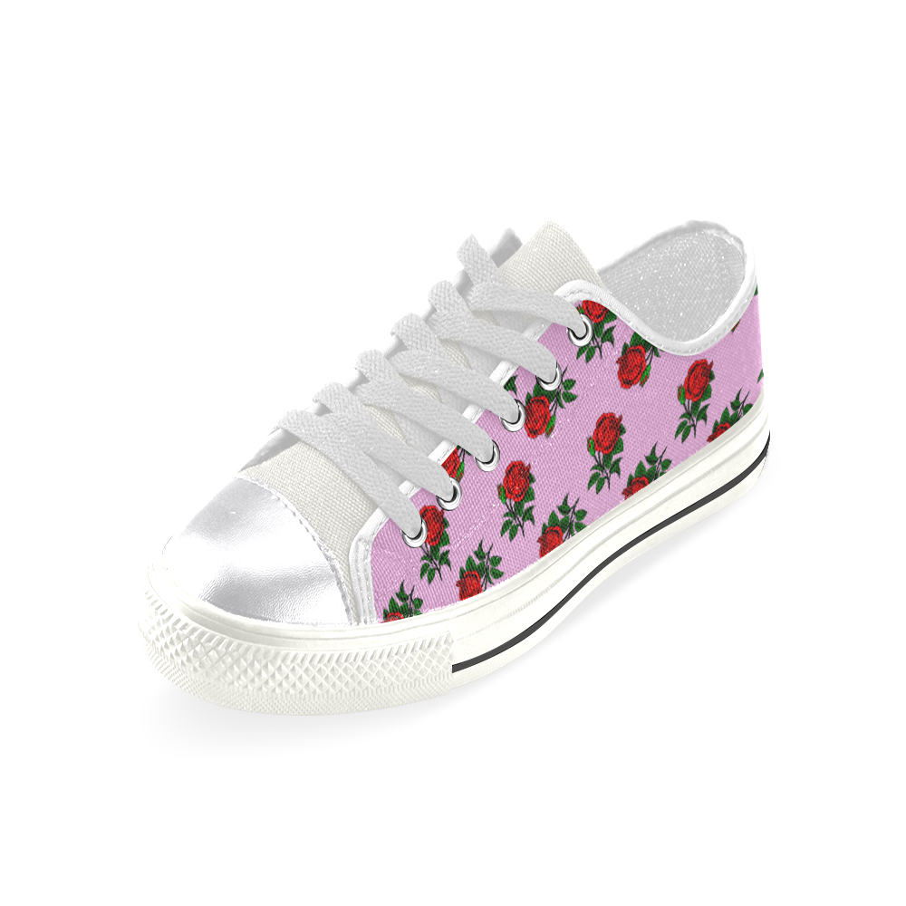 red roses pink Women's Classic Canvas Shoes (Model 018)