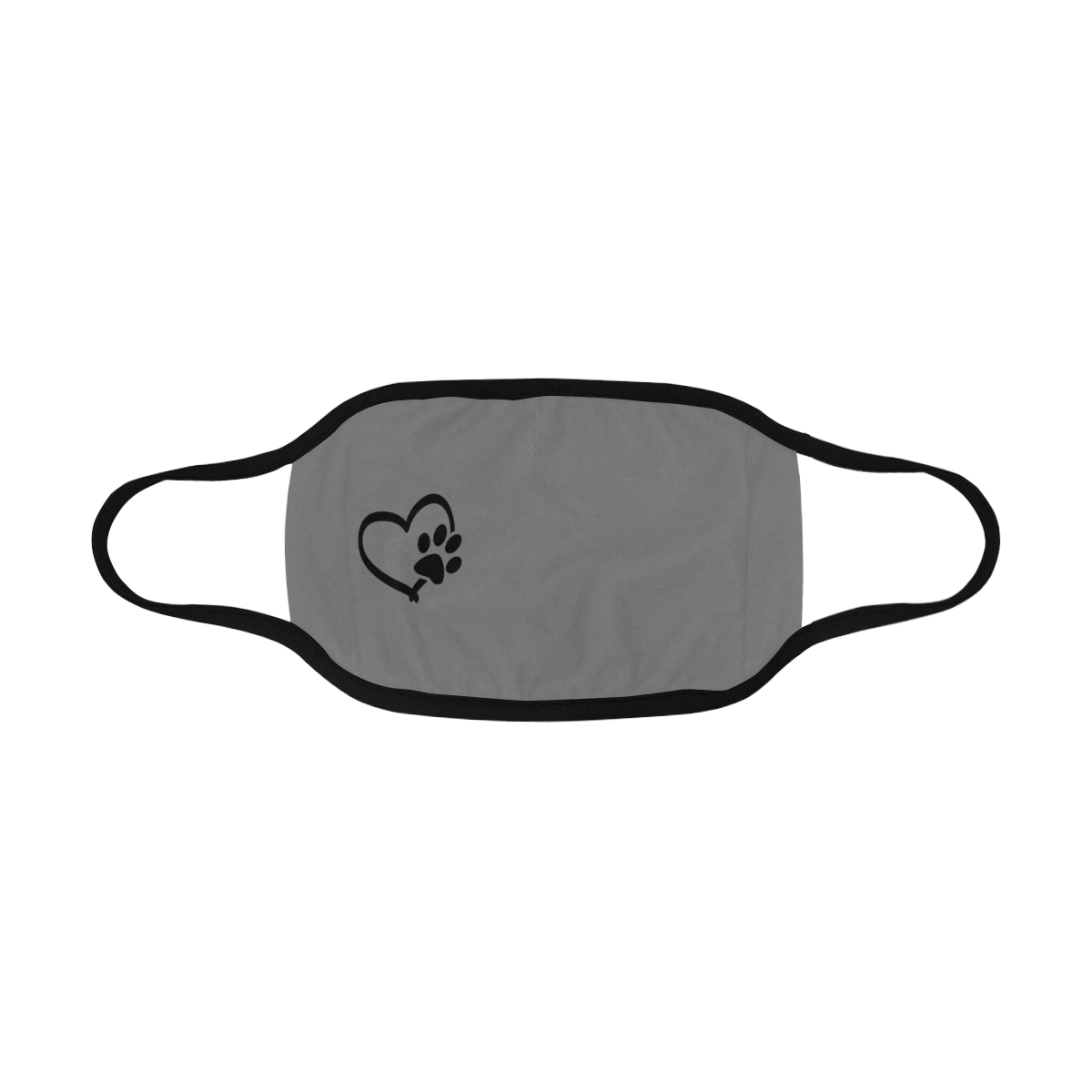 DOG LOVERS - Black Heart and Dog Paw shapes Mouth Mask
