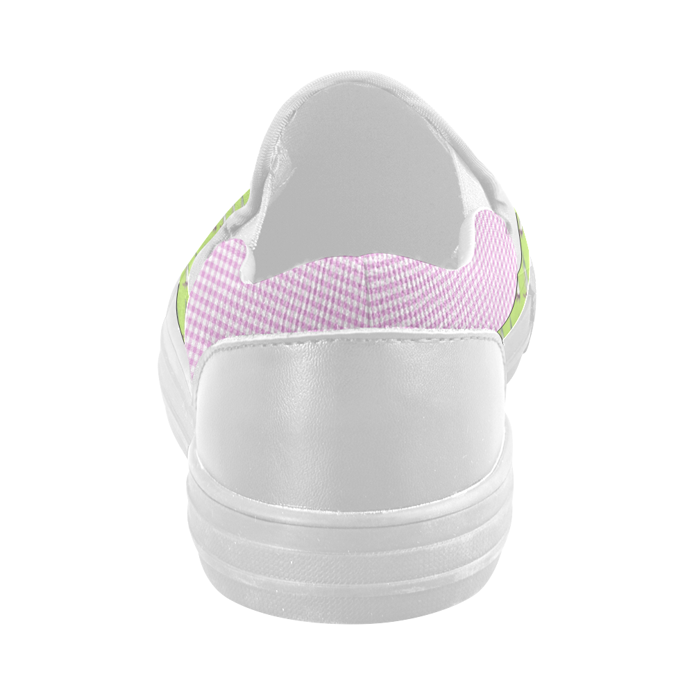 Pink Green Spring Walk Women's Slip-on Canvas Shoes (Model 019)
