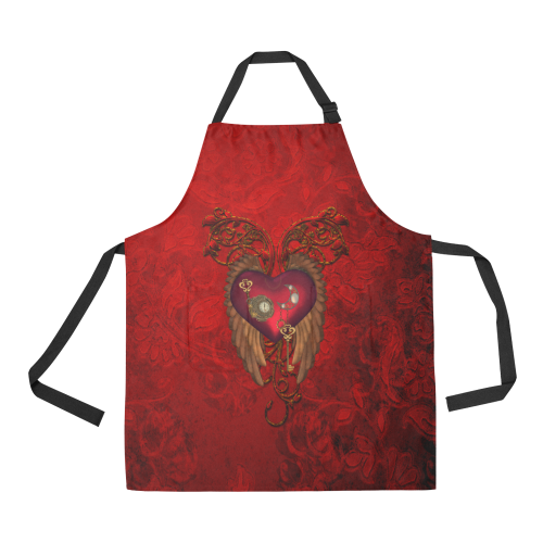 Beautiful heart, wings, clocks and gears All Over Print Apron
