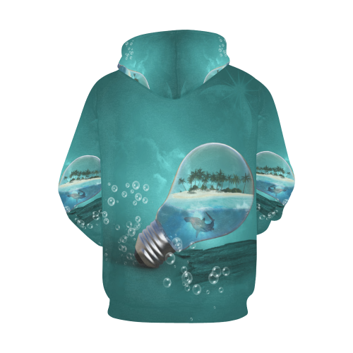 Awesome light bulb with island All Over Print Hoodie for Women (USA Size) (Model H13)