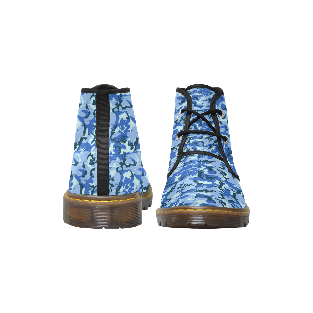 Woodland Blue Camouflage Women's Canvas Chukka Boots (Model 2402-1)