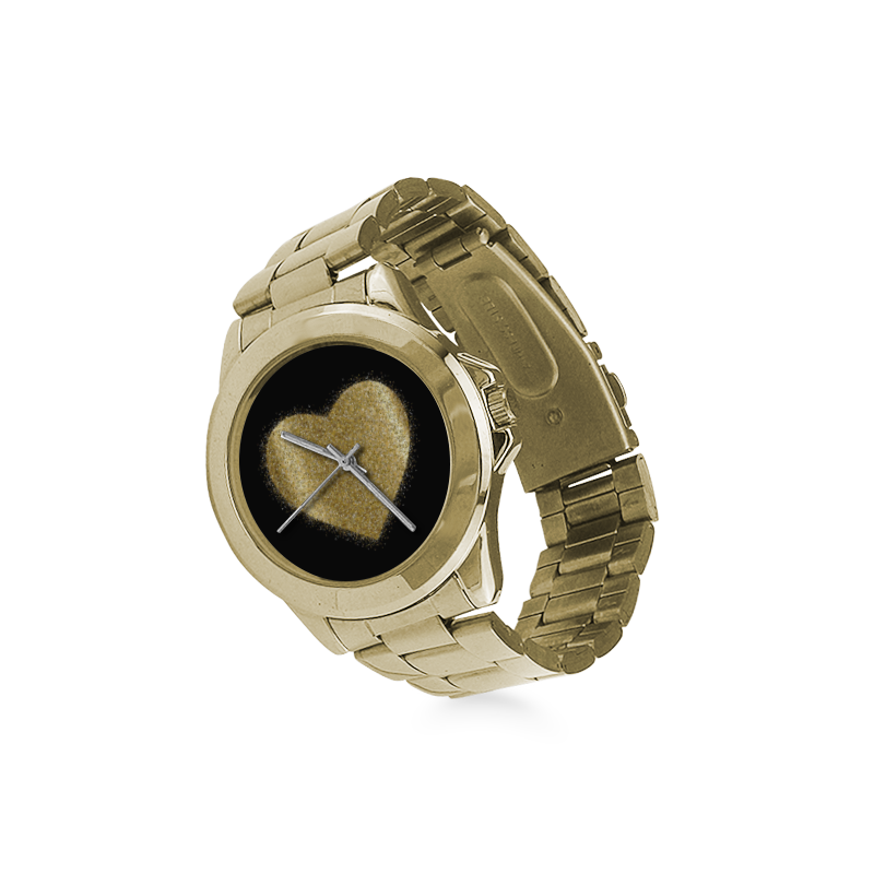 Glittery Heart Background Custom Gilt Watch(Model 101)