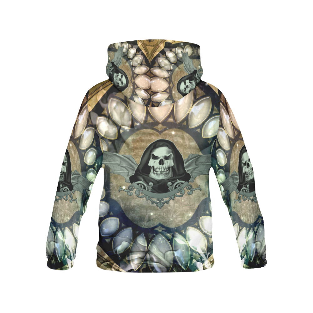 Awesome scary skull All Over Print Hoodie for Women (USA Size) (Model H13)
