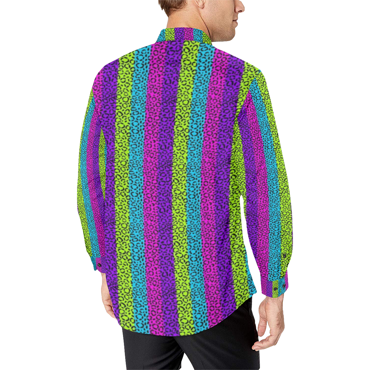 Rainbow Cheeta spots Men's All Over Print Casual Dress Shirt (Model T61)