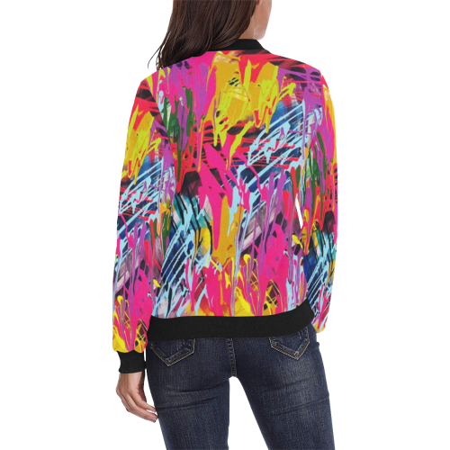 Wondering All Over Print Bomber Jacket for Women (Model H36)