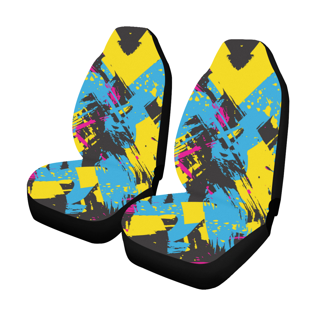 Colorful paint stokes on a black background Car Seat Covers (Set of 2)