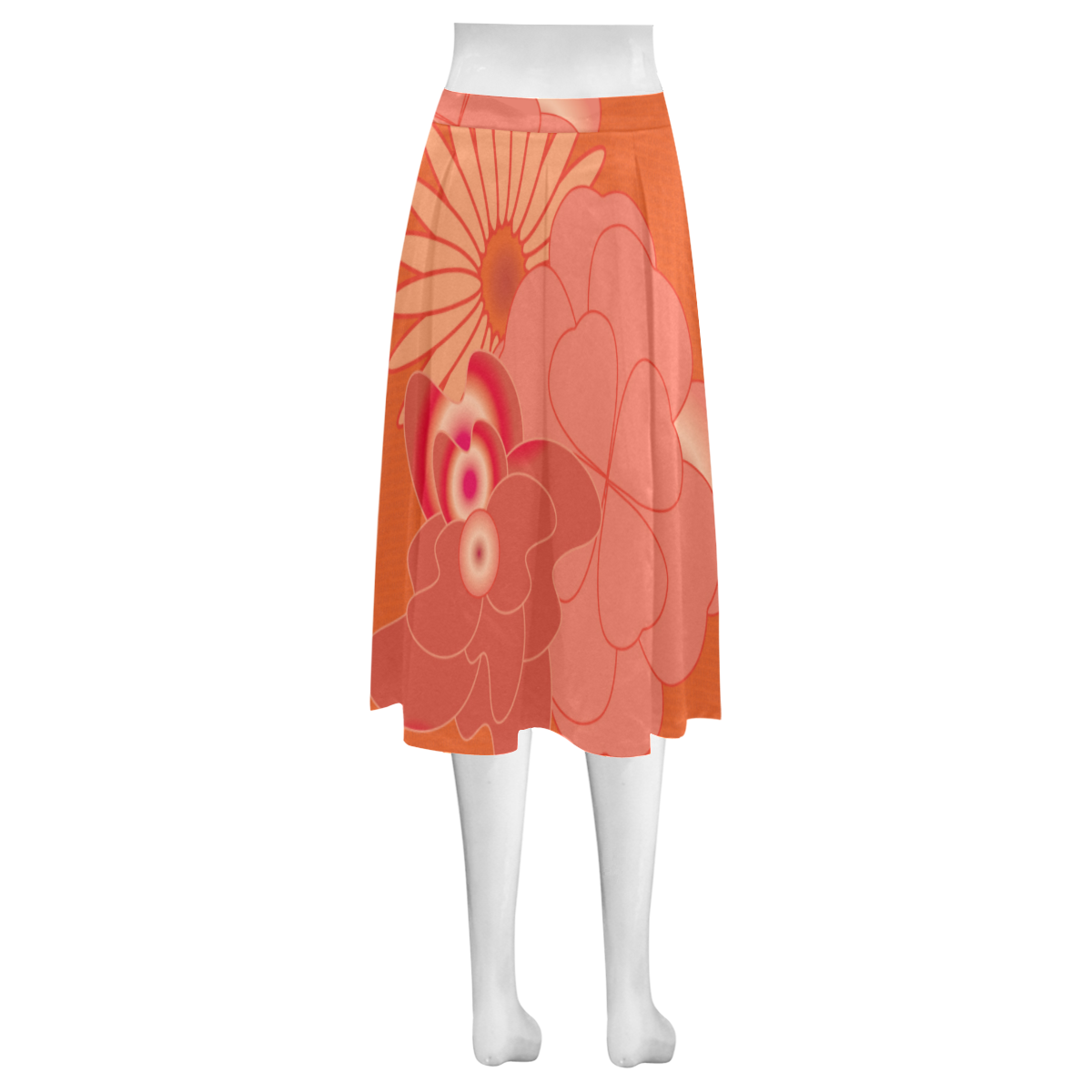 Flowers A0, B0, C0, Mnemosyne Women's Crepe Skirt (Model D16)