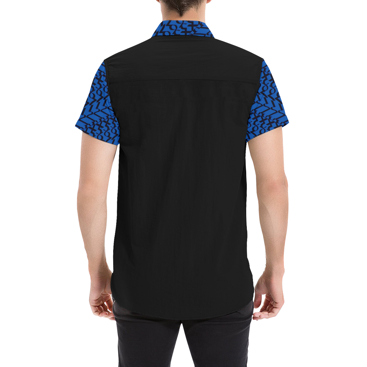 NUMBERS Collection 1234567 Black/Blueberry Men's All Over Print Short Sleeve Shirt (Model T53)